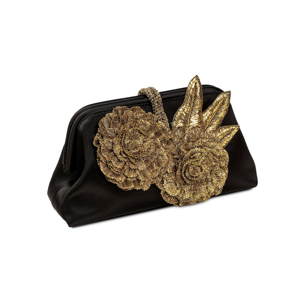 serena uziyel Fiora Black & Gold Pouch Bag Pouch Bags