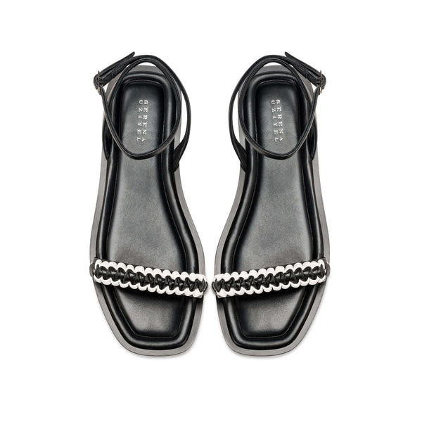Serena Uziyel Kibele Black Ankle Cross Sandal Flats