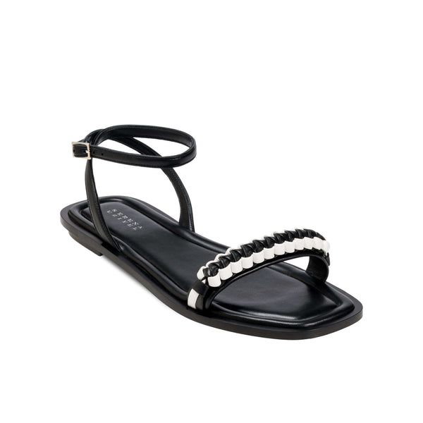 Serena Uziyel Kibele Black Ankle Cross Sandal Flats