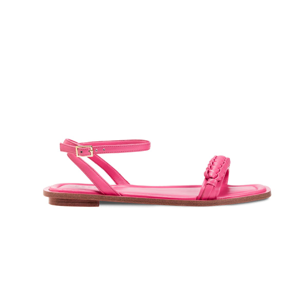 serena uziyel Kibele Bubble Pink Ankle Cross Sandal Flats