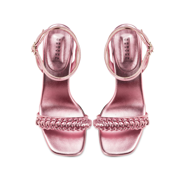 Serena Uziyel Kibele Metallic Pink Ankle Cross Sandal High-Heels