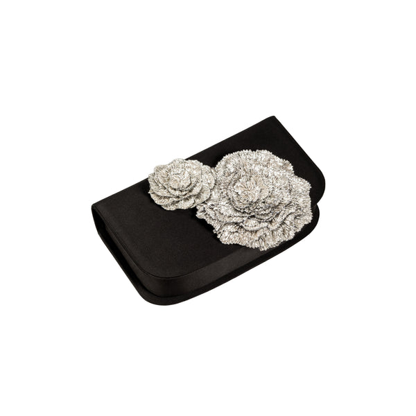 Serena Uziyel Lavinia Black & Silver Two-Sided Clutch Clutch Bag