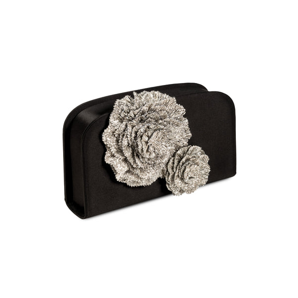 serena uziyel Lavinia Black & Silver Two-Sided Clutch Clutch Bag
