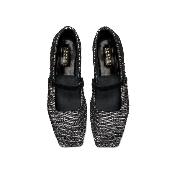 Serena Uziyel Lumina Crystal Black Flat Ballerina Flats