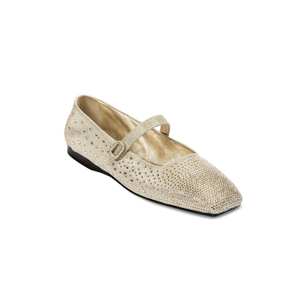 Serena Uziyel Lumina Crystal Gold Flat Ballerina Flats