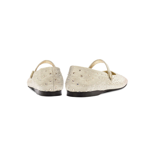 Serena Uziyel Lumina Crystal Gold Flat Ballerina Flats