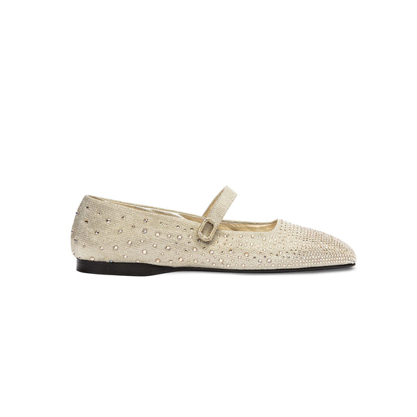 serena uziyel Lumina Crystal Gold Flat Ballerina Flats
