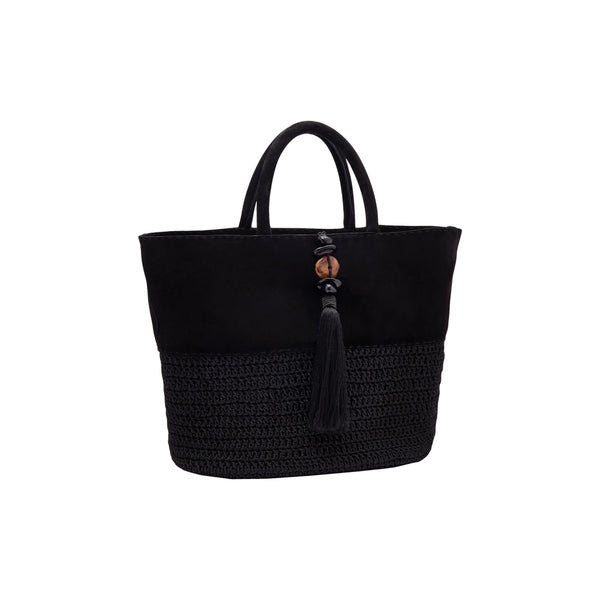 serena uziyel Melita Black & Black Large Tote Bag Tote Bag