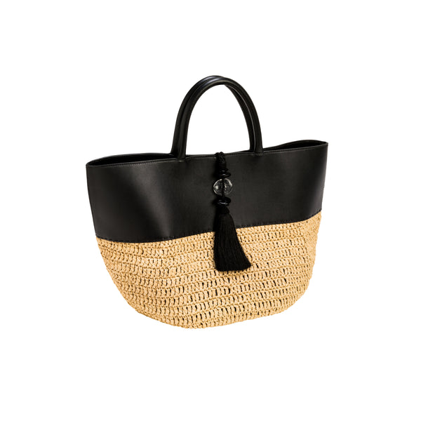 serena uziyel Melita Black & Natural Large Tote Bag Tote Bag