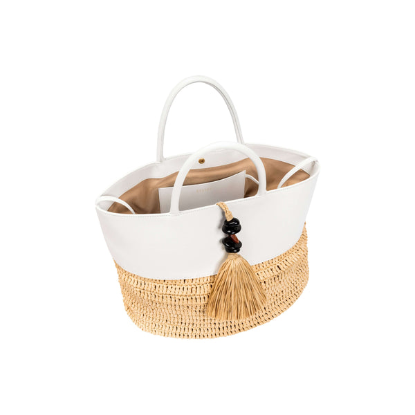 Serena Uziyel Melita Natural & Off-White Large Tote Bag Tote Bag