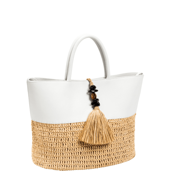 serena uziyel Melita Natural & Off-White Large Tote Bag Tote Bag