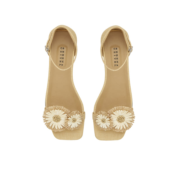 Serena Uziyel Narcissa Natural Flat Ankle Sandal Flats