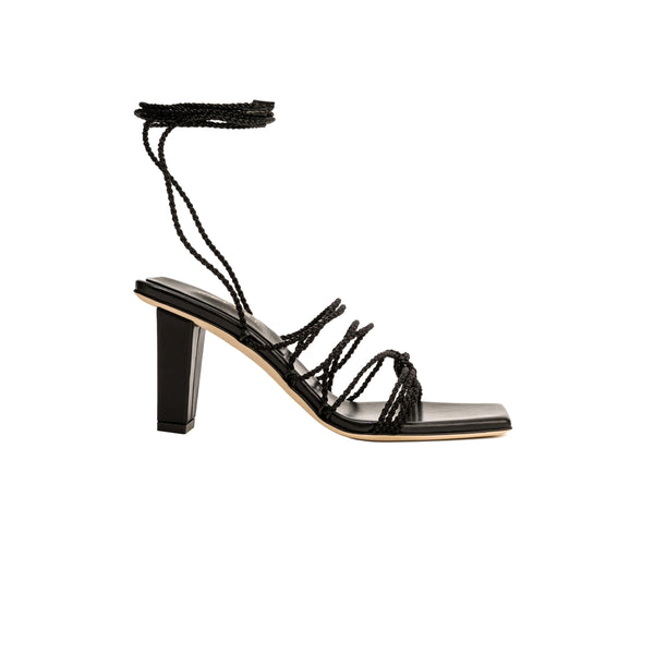 serena uziyel Ophilia Black High-Heel Lace-Up Sandal High-Heels