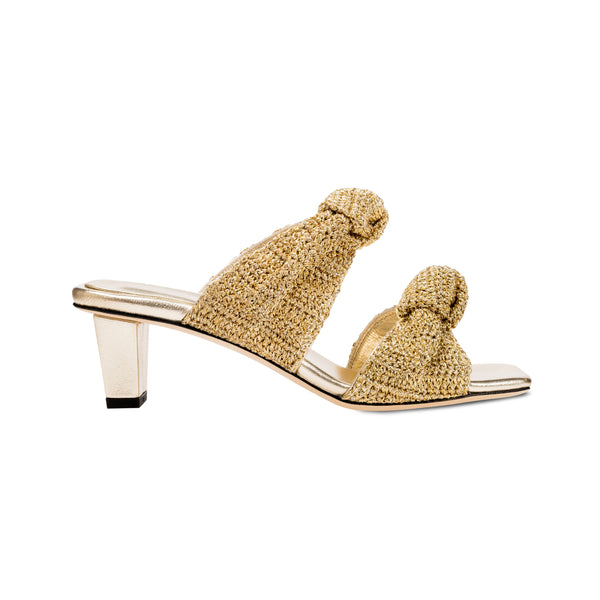 serena uziyel Rhea Gold 2 Knot Mid-Heel Sandal Mid-Heels