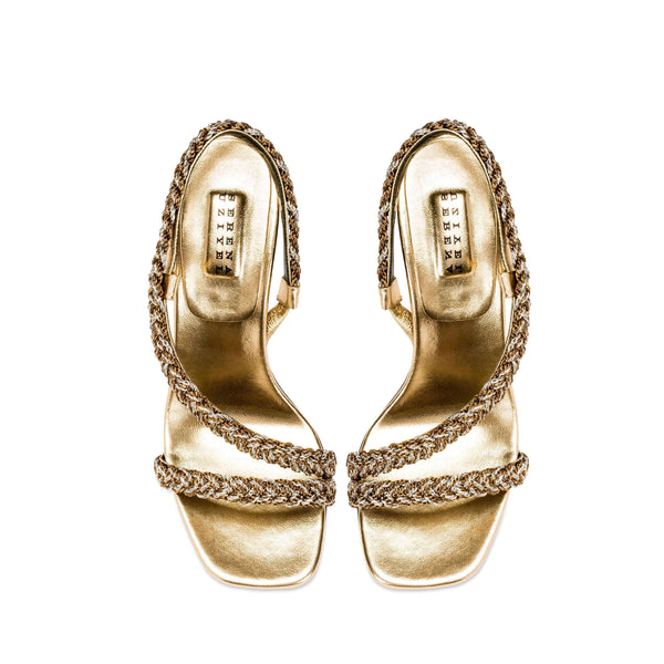 Serena Uziyel Ronda Gold High-Heel Asymmetric Sandal High-Heels
