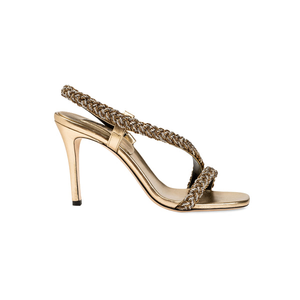 serena uziyel Ronda Gold High-Heel Asymmetric Sandal High-Heels