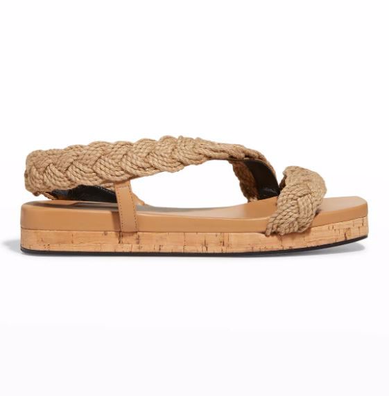serena uziyel Ronda Latte & Natural Flatform Asymmetric Flat Sandal Flats