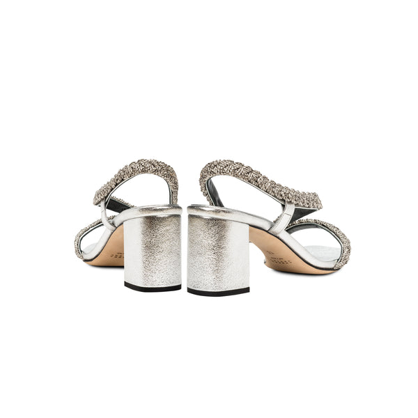 Serena Uziyel Ronda Silver Asymmetric Sandal Mid-Heels