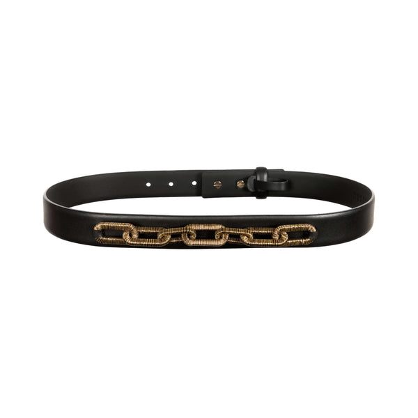 serena uziyel Catena Belt Black & Antique Gold Belts
