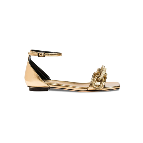 serena uziyel Catena Gold Flat Ankle Sandal Flats