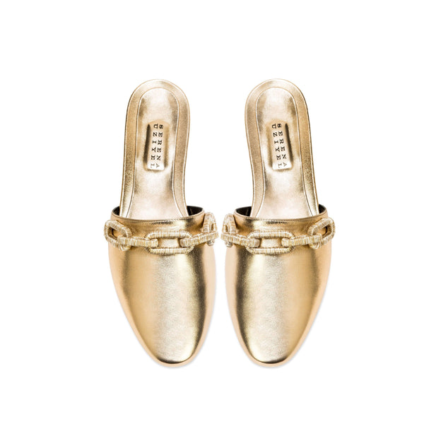 Serena Uziyel Catena Gold Flat Sliperette Flats
