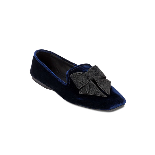 Serena Uziyel Fiocco Navy Flat Moccasin Moccasin
