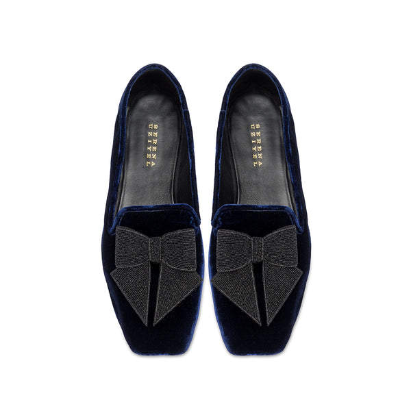 Serena Uziyel Fiocco Navy Flat Moccasin Moccasin
