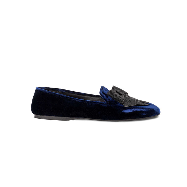serena uziyel Fiocco Navy Flat Moccasin Moccasin