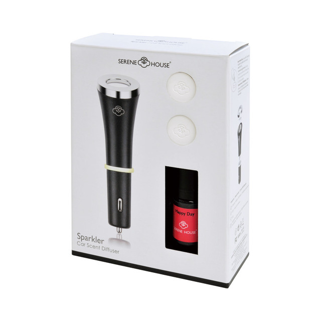 Serene House Sparkler Black Car Scent Diffuser Gift Set