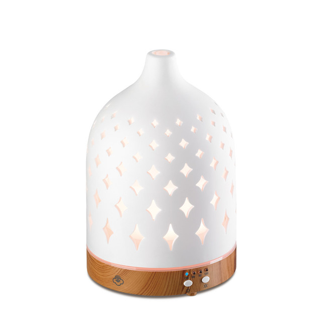 Serene House Supernova White 125 Ceramic Ultrasonic Diffuser Light Wood Base