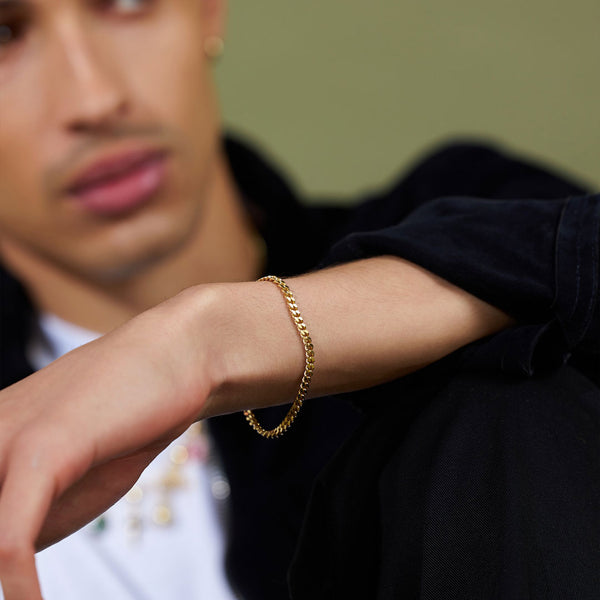 Serge Denimes Gold 3.5mm Curb Bracelet
