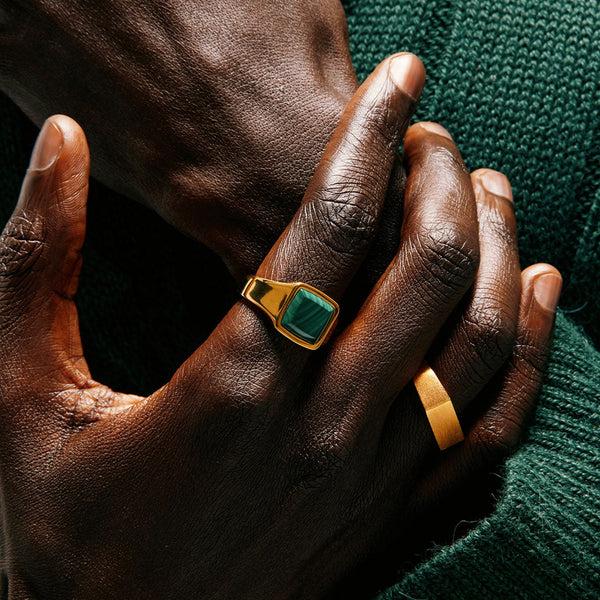 Serge Denimes Gold Brushed Rectangle Ring