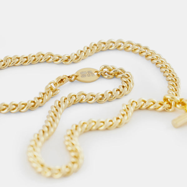 Serge Denimes Gold Curb T-Bar Necklace