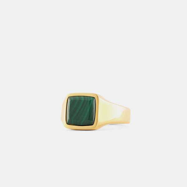 Serge Denimes Gold Cushion Malachite Ring