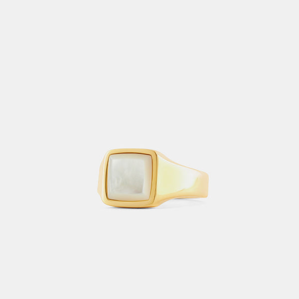 Serge Denimes Gold Cushion Mother Of Pearl Ring
