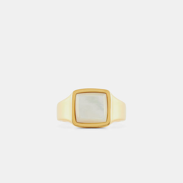 serge denimes Gold Cushion Mother of Pearl Ring