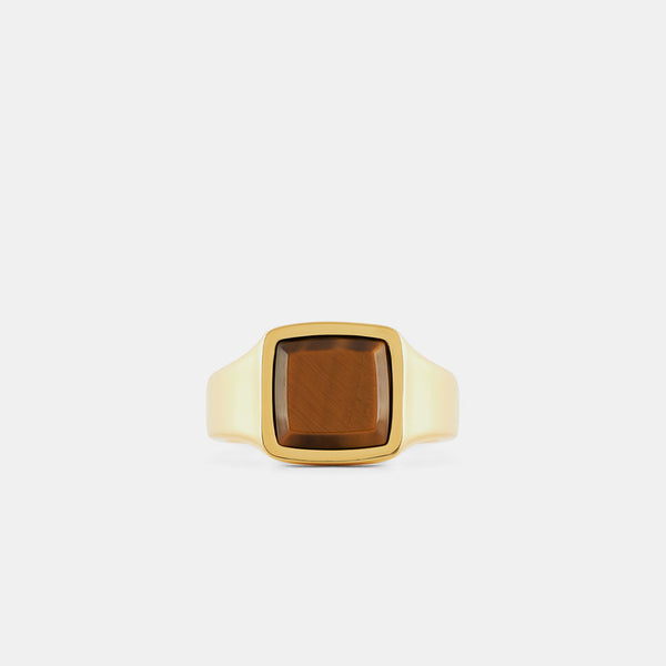 serge denimes Gold Cushion Tigers Eye Ring