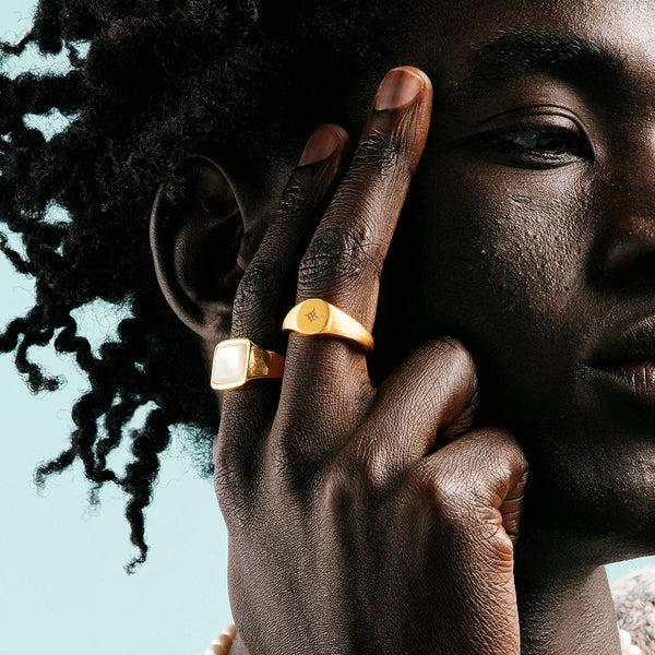 Serge Denimes Gold Diamond Signet Ring