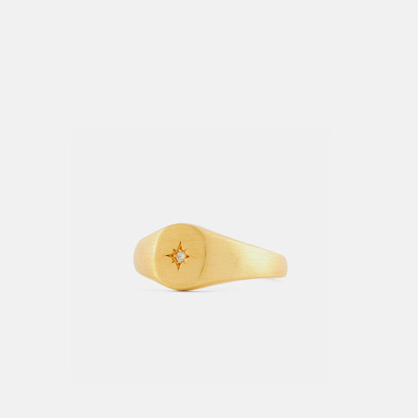 Serge Denimes Gold Diamond Signet Ring