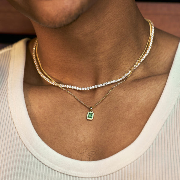 Serge Denimes Gold Green Blush Necklace