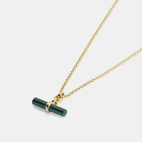 Serge Denimes Gold Malachite T-Bar Necklace
