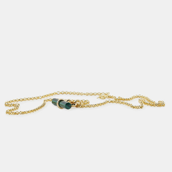 Serge Denimes Gold Malachite T-Bar Necklace