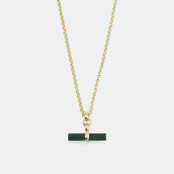 serge denimes Gold Malachite T-Bar Necklace