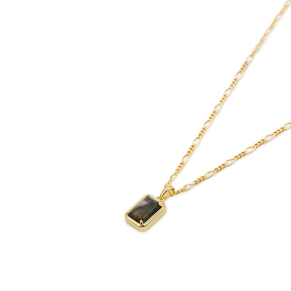 Serge Denimes Gold Moss Agate Necklace
