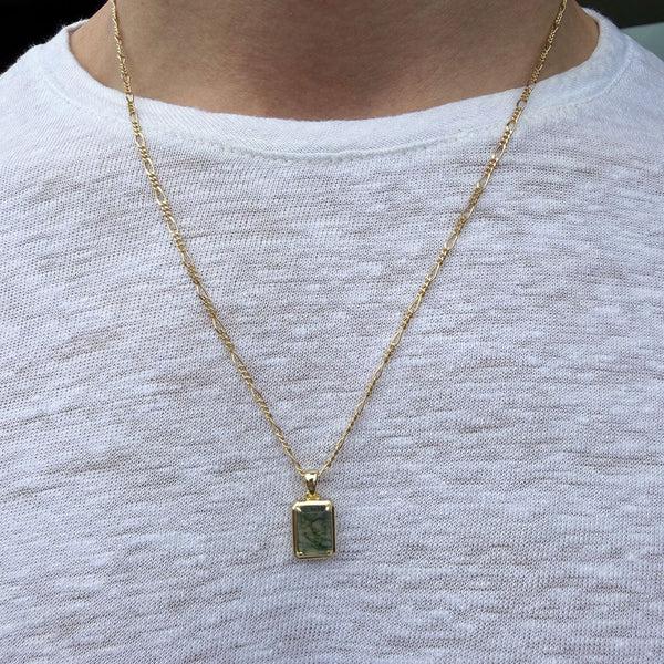 Serge Denimes Gold Moss Agate Necklace