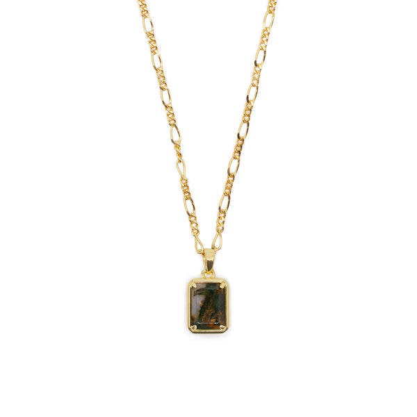 serge denimes Gold Moss Agate Necklace