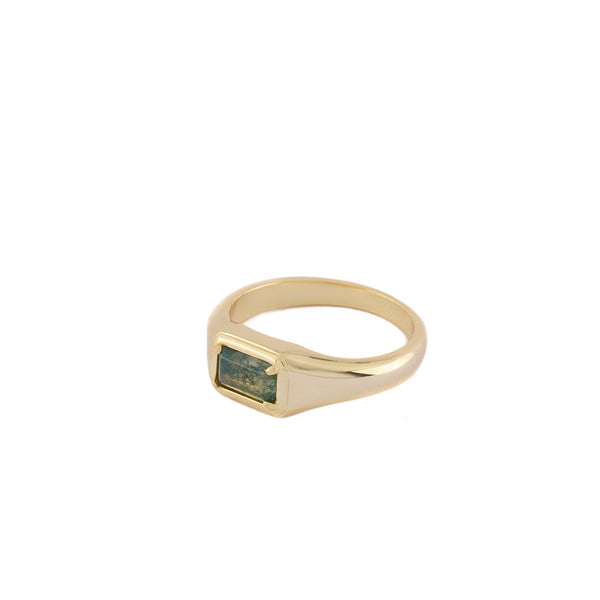 Serge Denimes Gold Moss Agate Ring