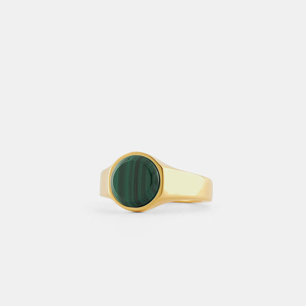 Serge Denimes Gold Round Malachite Ring