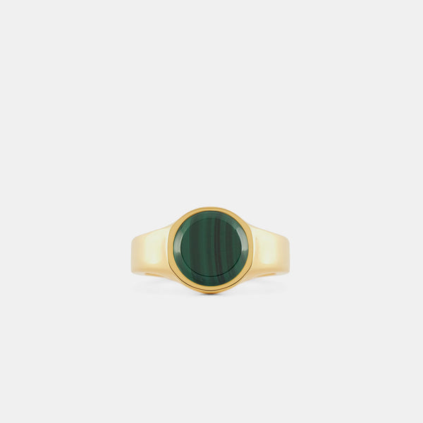 serge denimes Gold Round Malachite Ring