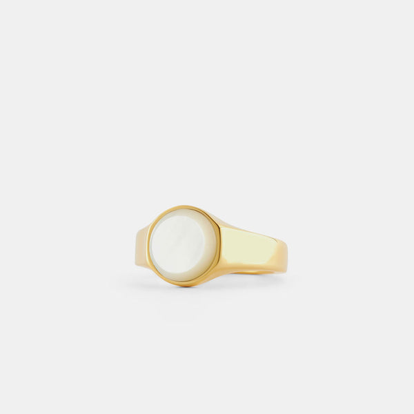 Serge Denimes Gold Round Mother Of Pearl Ring